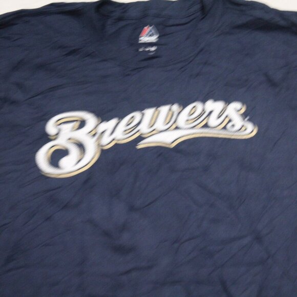 Majestic Men Blue Milwuakee Brewers Tee Shirt Cain 6 Size XL - Picture 6 of 10